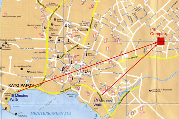 map showing the location of iris cottages